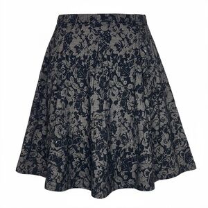 GMV Black Gray Floral Jacquard A-Line Skirt | Size XL